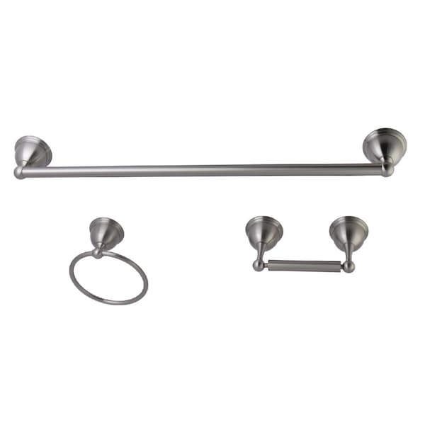 Restoration 3-Piece Bathroom Hardware, Brushed Nickel